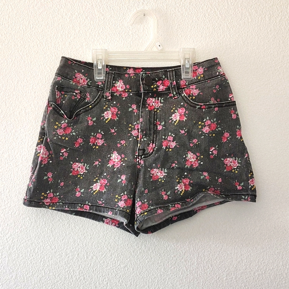 BDG Shorts Womens 30 Gray Floral High Rise Erin 5 Pocket Denim Stretch Shorts 26